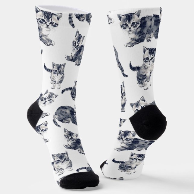 Calcetines Adorables zócalos de patrón de gatito - Regalo par (Angular)