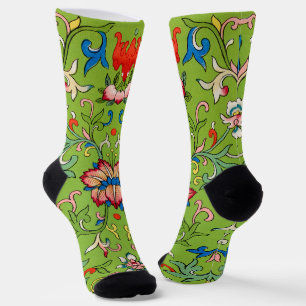 Calcetines Adorno Chino Vintage Owen Jones Floral Verde