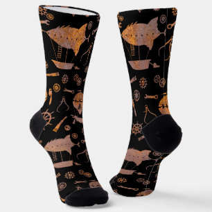 Calcetines Aeronaves Steampunk Rusty Steel Subtilmente Monogr