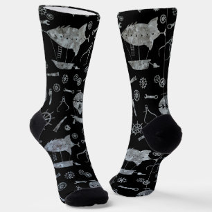 Calcetines Aeronaves Steampunk Silver Zinc Subtilmente Monogr
