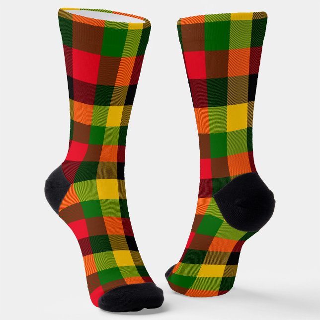 Calcetines  African Rasta Reggae Colours Plaid Pattern Design (Subido por el creador)