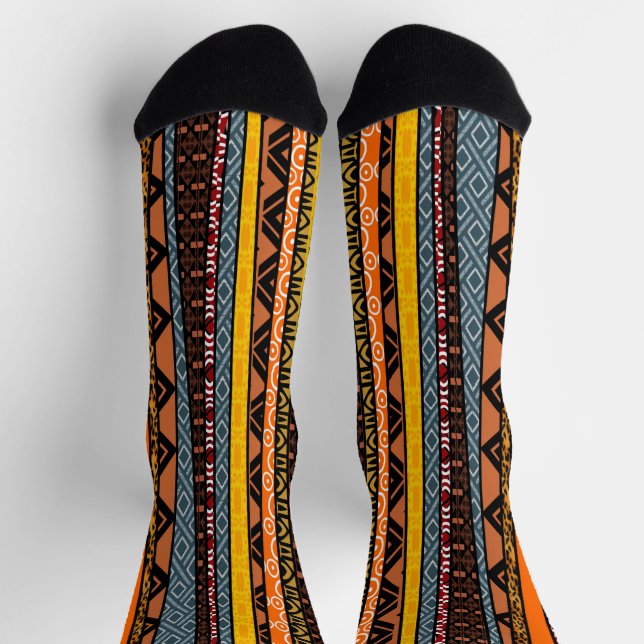 Calcetines Afro Pop Modern Mudcloth Stripes Socks (Arriba)