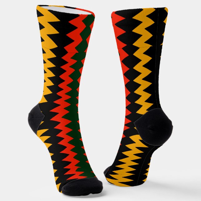 Calcetines Afro Pop Red Black Gold And Green Tribal (Angular)