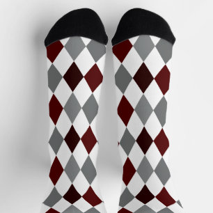 Calcetines Aggie Maroon & Gray Argyle Pattern Socks