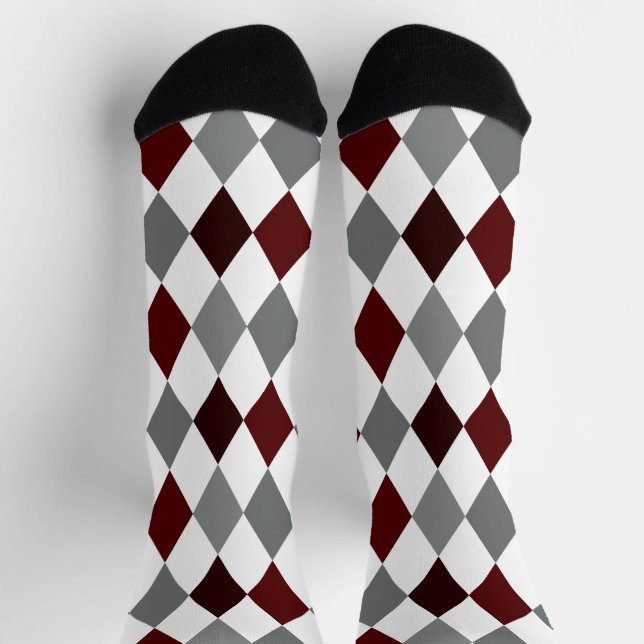 Calcetines Aggie Maroon & Gray Argyle Pattern Socks (Arriba)