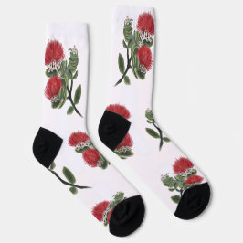 Calcetines Aguaterciopelado Tropical de Flor de Lehua Roja Ha