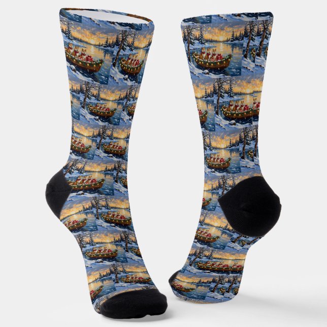 Calcetines Akita Christmas Boat Holiday (Angular)