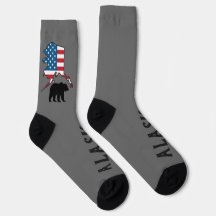Alaska and Bear Silhouette, US Flag