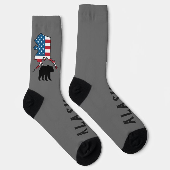 Calcetines Alaska and Bear Silhouette, US Flag (Derecha)
