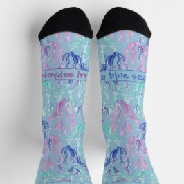 Calcetines Algas Coloridas, Texto en Azul