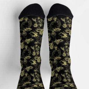 Calcetines Alicia en zócalos de oro negros con té de maravill