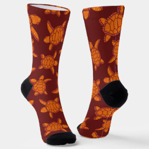 Calcetines Aloha de Borgoña con estampado de tortuga marina h