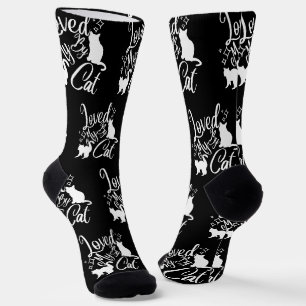 Calcetines Amado Por Mi Gato En Blanco