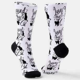 Calcetines Amado Por Mi Gato Patrón Blanco