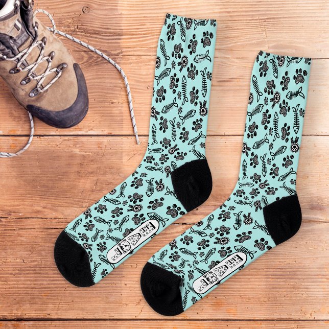 Calcetines Amantes del gato Kawaii de Blue Cute divertida (Subido por el creador)