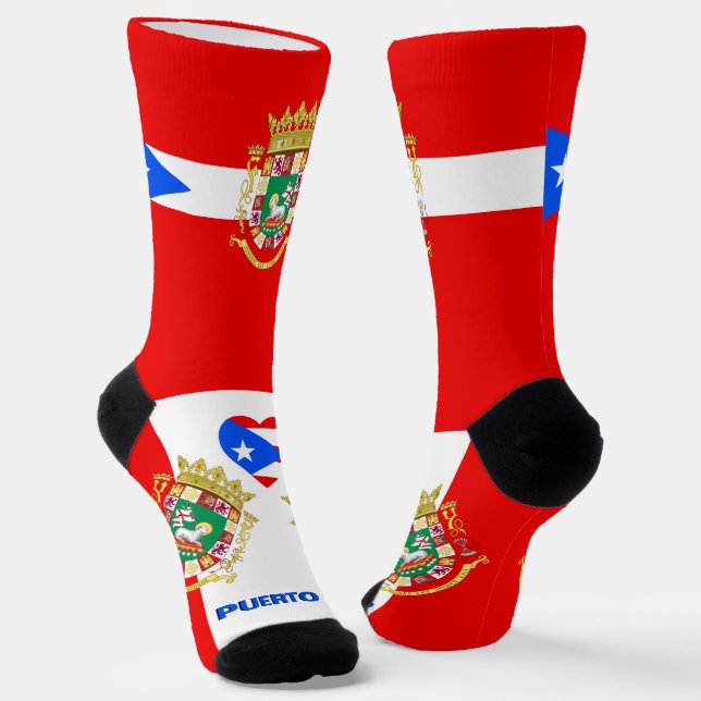 Calcetines Amar a Puerto Rico patriótico, bandera puertorriqu (Angular)