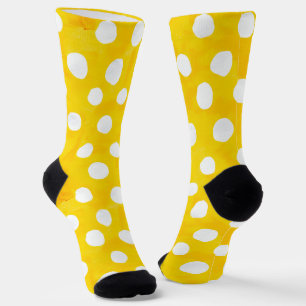 Calcetines Amarillo con puntos de Polka Blanco