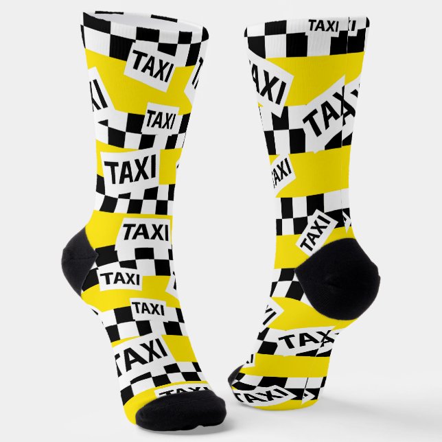 Calcetines Amarillo del patrón de taxista de Nueva York (Angular)
