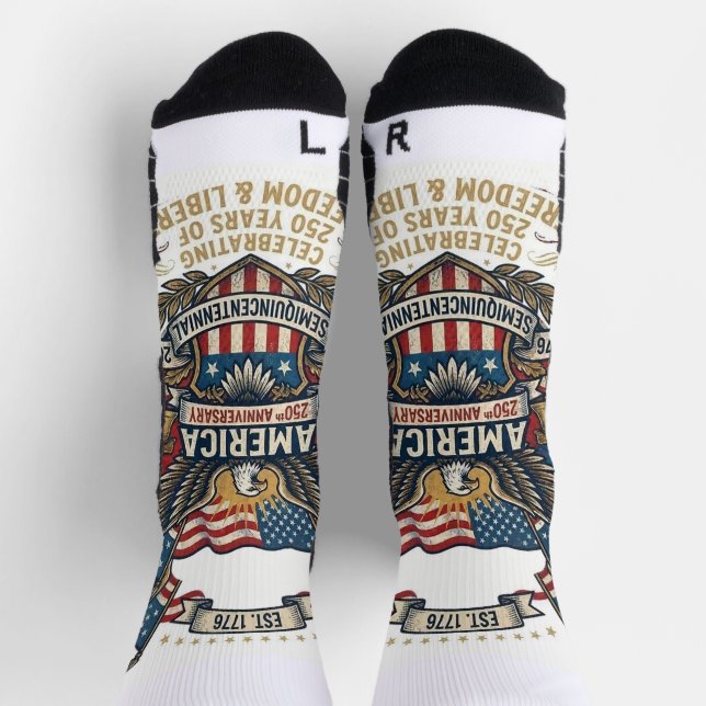 Calcetines America 250th Anniversary Patriotic 1776 Freedom  (Arriba)