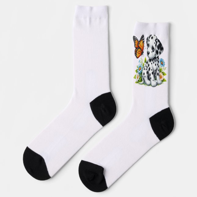 Calcetines Amigos dálmatas/mariposas lindos (Izquierda)