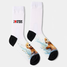 Calcetines Amo a las nutrias de mar en agua personalizada