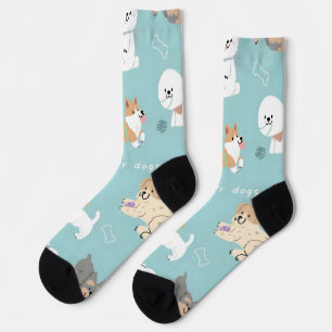 Calcetines Amo los cachorros del patrón de mis perros,