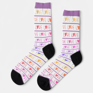 CALCETINES AMOR DEL DÍA DE SAN VALENTÍN DE RAYA PURPURA Y BLA