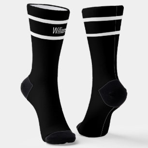Calcetines Añadir el nombre franjas blancas en negro