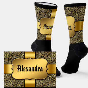 Calcetines Añadir nombre, Escudo dorado en cinta dorada y asp