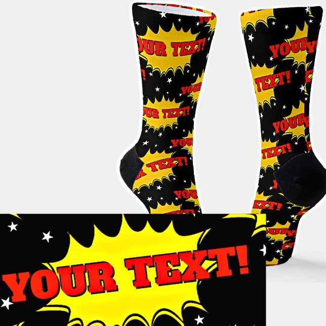 Calcetines Añadir nombre o texto rojo amarillo amarillo pop a (Subido por el creador)