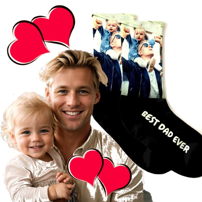 Calcetines Añadir su propio texto y foto personalizados (Best dad ever photo and text socks)