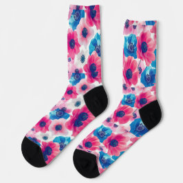 Calcetines Anemonas azules y rosas