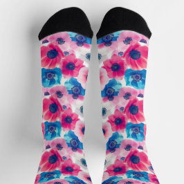Calcetines Anemonas azules y rosas