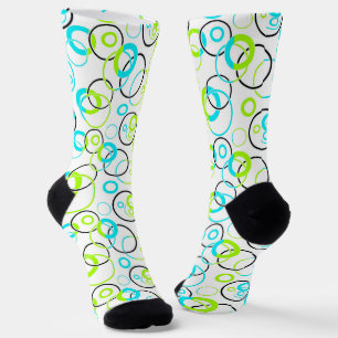 Calcetines anillos y círculos azules, verdes y negros sobre b