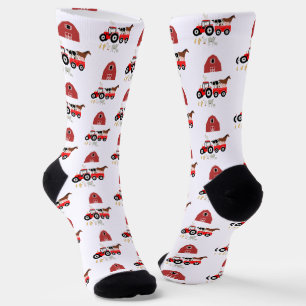 Calcetines Animales de granja y patrón de diseño de barnyard 