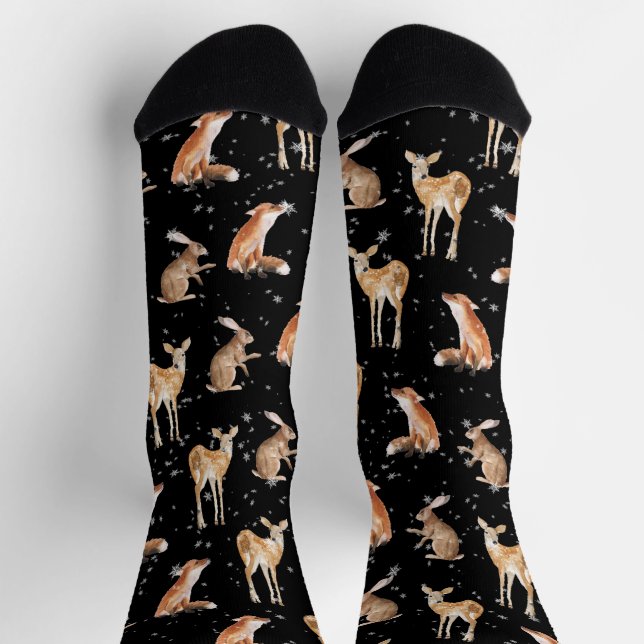 Calcetines Animales de invierno nevados Fox Doe & Hare Socks (Arriba)