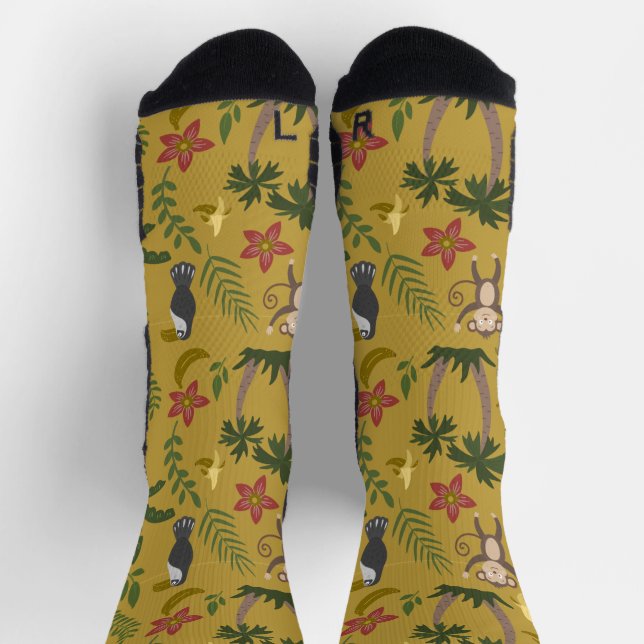 Calcetines Animales tropicales mono de patrón sin soldadura,  (Arriba)