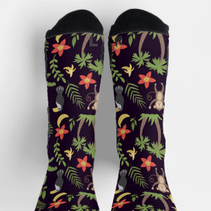 Calcetines Animales tropicales sin soldadura mono y macaw w