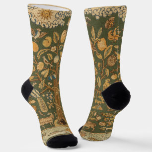 Calcetines Antiguo tapiz inglés de aguja Árbol de la Vida y U