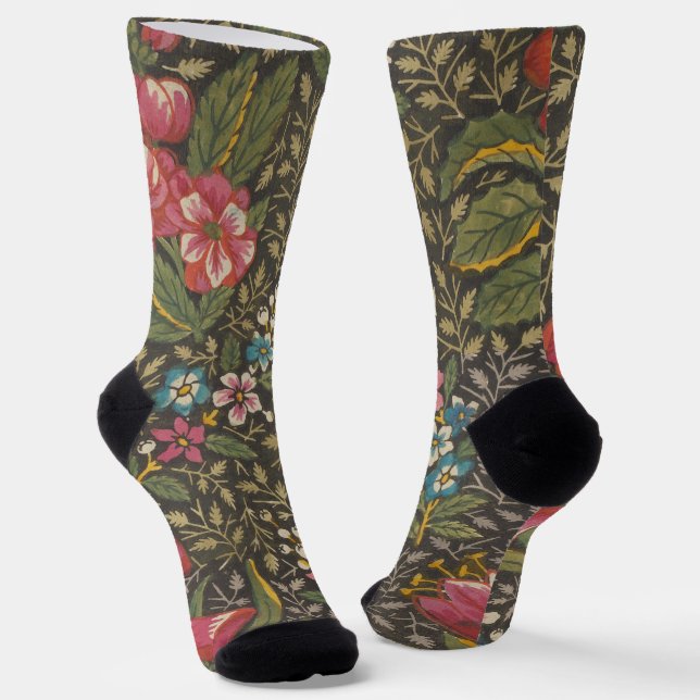 Calcetines Antiguo toile francés de Jouy ramas florales de lo (Angular)