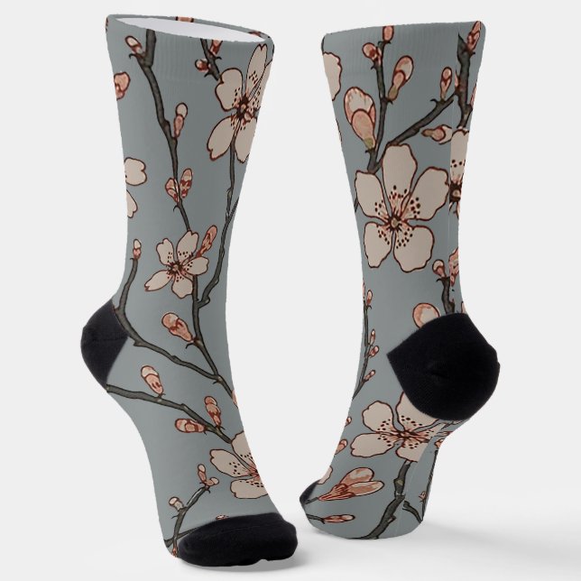 Calcetines Antique Almond Blossom Art Nouveau Pattern (Angular)