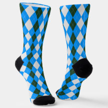 AQUA AZUL & CARRERAS GREEN Argyle Patrones Socks