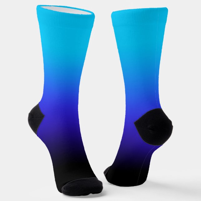 Calcetines Aqua Azul Índigo y Ombre Negro (Angular)