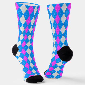 Calcetines AQUA AZUL & MAGENTA PINK argyle Pattern Socks