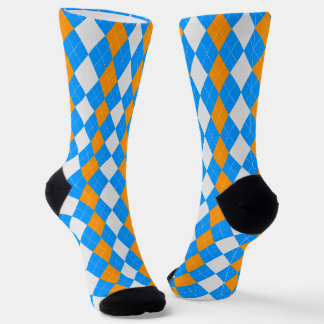Calcetines AQUA AZUL & TANGERINE NARANJA Argyle Patrones Sock