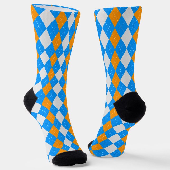 Calcetines AQUA AZUL & TANGERINE NARANJA Argyle Patrones Sock (Angular)