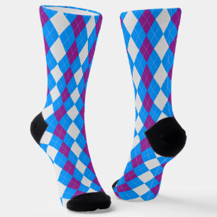Calcetines AQUA BLUE & PLUM PURPLE Argyle Pattern Socks