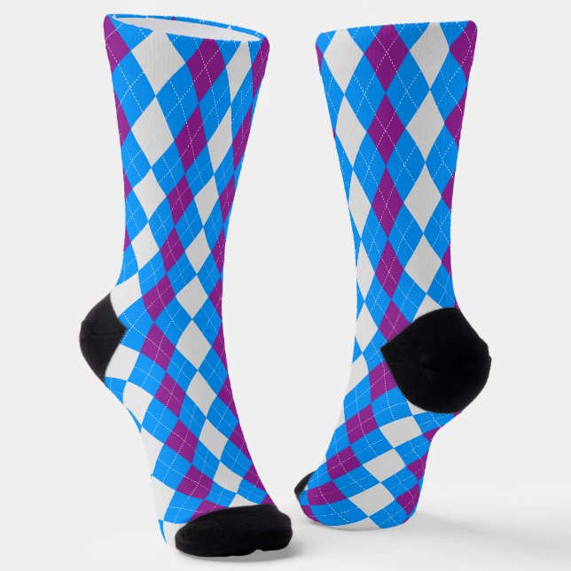 Calcetines AQUA BLUE & PLUM PURPLE Argyle Pattern Socks (Angular)