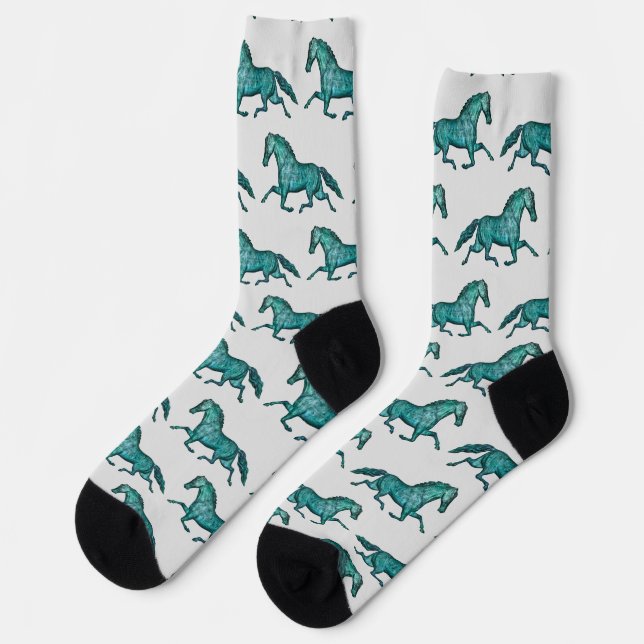 Calcetines Aqua Blue Vintage Horse Crazy Socks (Izquierda)