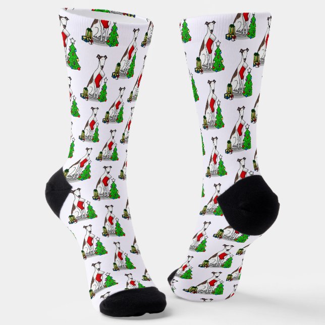 Calcetines Árbol de Navidad 2 Greyhound (romano le blanco) Pe (Angular)